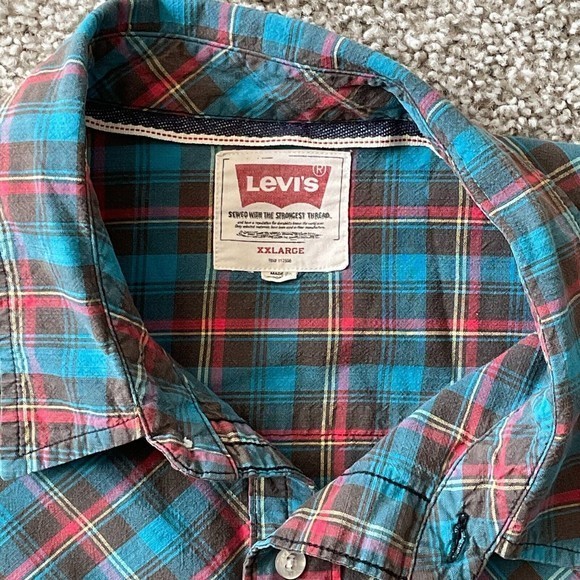 Levi's Plaid Long Sleeve Button-Down Shirt Top Sz 2XL Multicolored - Picture 2 of 9